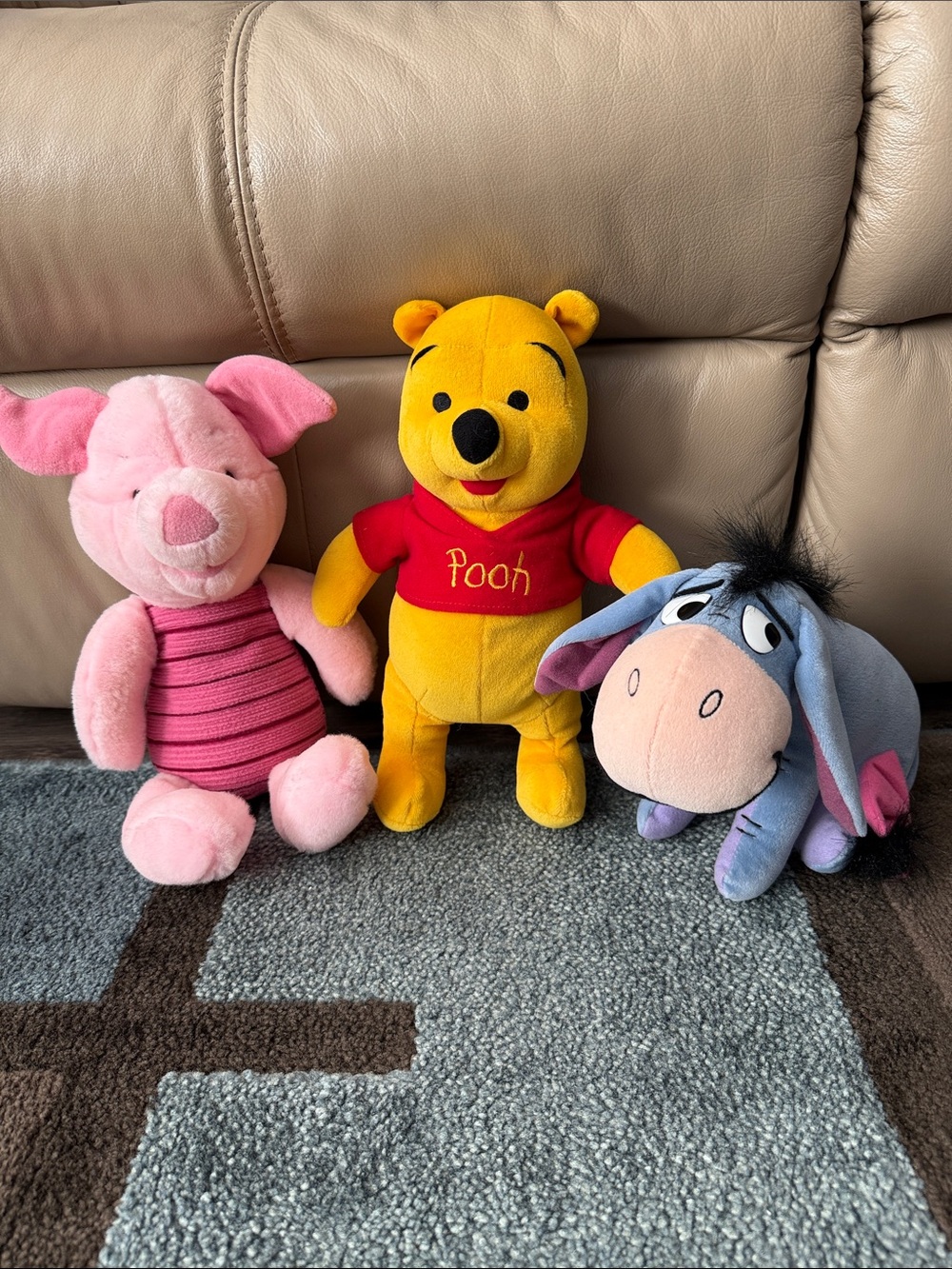 Disney Plush Set - Yellow Pooh, Pink Piglet, Blue Eeyore